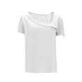 thumbnail image 6 of Roncen Women's Asymmetric V-Neck Top with Flutter Sleeves, Fitted Casual Blouse for Summer, Short Sleeve Ruffled Hem Shirt, 6 of 7