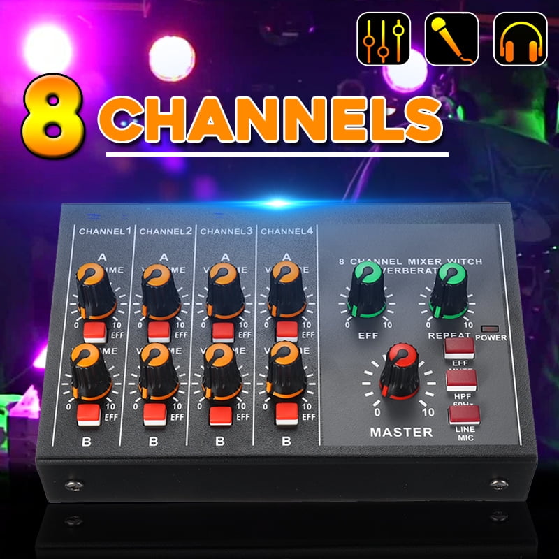 Mini 8 Channels USB Mixer Live Studio Audio Mixing Console DC12V