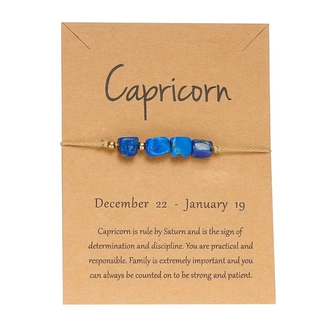 Xihbxyly Pulsera de Piedra de La Suerte, Temática de Constelaciones Vintage, Piedra Natural, Tarjeta Del Signo Del Zodíaco, Regalo Familiar, Buena Fortuna, Diseño Ajustable