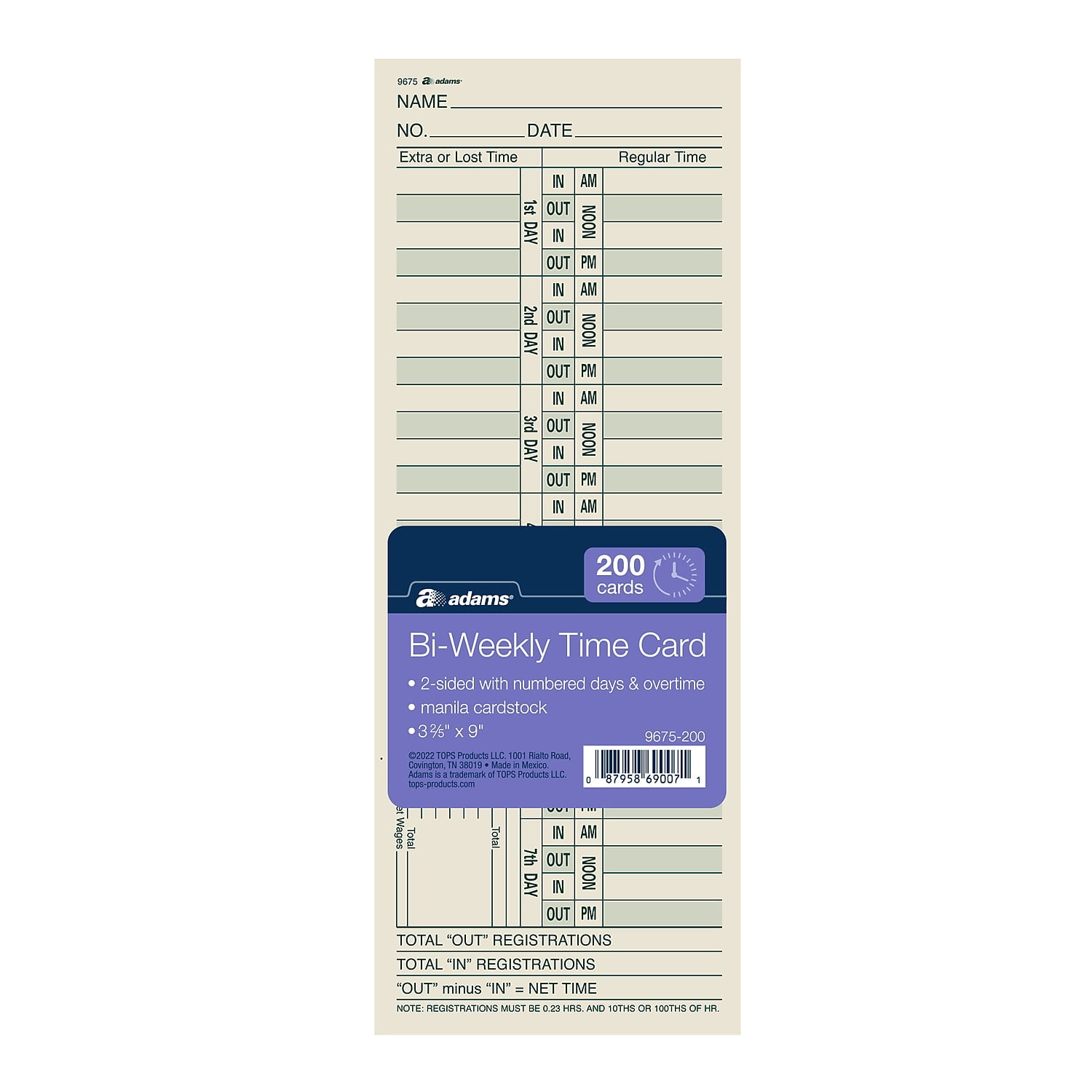 サマーセール ミニグランド バンドル Adams White Inches, 6.75 x 4.25 1-Sided, Cards, Time Weekly タイムカード用品