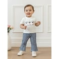 thumbnail image 5 of Rovasas Baby Girl Western Outfits Short Sleeve Tops + Plaid Flare Pants, 5 of 9