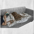 thumbnail image 5 of Cat Lover Soft Flannel Fleece Blanket, Kitty Looks Like a Tiger with Spotted Fur and Meow Typography Pets Theme, Cozy Plush for Indoor and Outdoor Use, 50" x 70", Cinnamon and Brown, by Ambesonne, 5 of 5