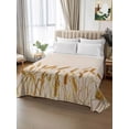thumbnail image 3 of Full Size Flat Sheet Only, Fall Wheat Soft Brushed Microfiber Bed Sheets, Autum Botanical Rustic Yellow Orange Hotel Quality Breathable Bedding Top Sheet, Easy Care, 81"x96", 3 of 9