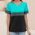 thumbnail image 5 of Rezuofi 1 Pcs Women’s T Shirts Short Sleeve Color Block Tops Casual Summer Fashion Tees, 5 of 7