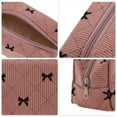 thumbnail image 3 of Unique Bargains 1 Pc Bow Corduroy Style Drawstring Makeup Bag for Vacation Dark Pink Corduroy, 3 of 6
