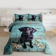 thumbnail image 2 of Feelyou Black Dog Animal Full Size Comforter Sets, Rustic Groovy Flower Bedding Sets, 3pcs, 2 of 8