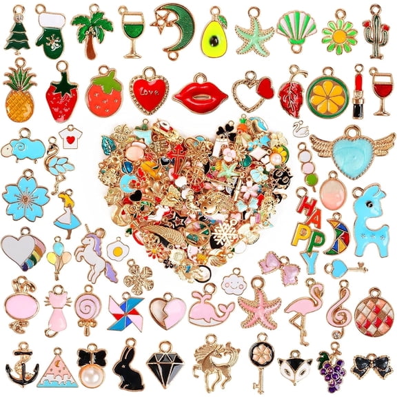 460Pcs Charms for Jewelry Making, Assorted Wholesale Mixed Color Plated Bracelet Charms
