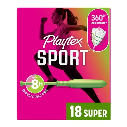 Playtex Sport Tampons Super Absorbency, Fragrance-Free - 18ct