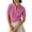 Hot Pink, variant on frariair Women Knit Pullover Sweater With Lapel Collar And Short Sleeve Casual V Neckline Top For Everyday Comfort Wear Beige L