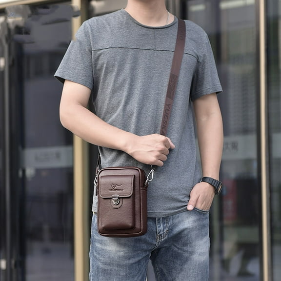 Men's Fashion Casual Mobile Phone Bag Messenger Bag,Black