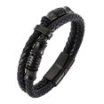 thumbnail image 1 of Premium Genuine Leather Bracelet for Men in Black Magnetic Stainless Steel Clasp in Black, Silver and Gold | Exclusive Jewellery | Great Gift Idea, 1 of 4