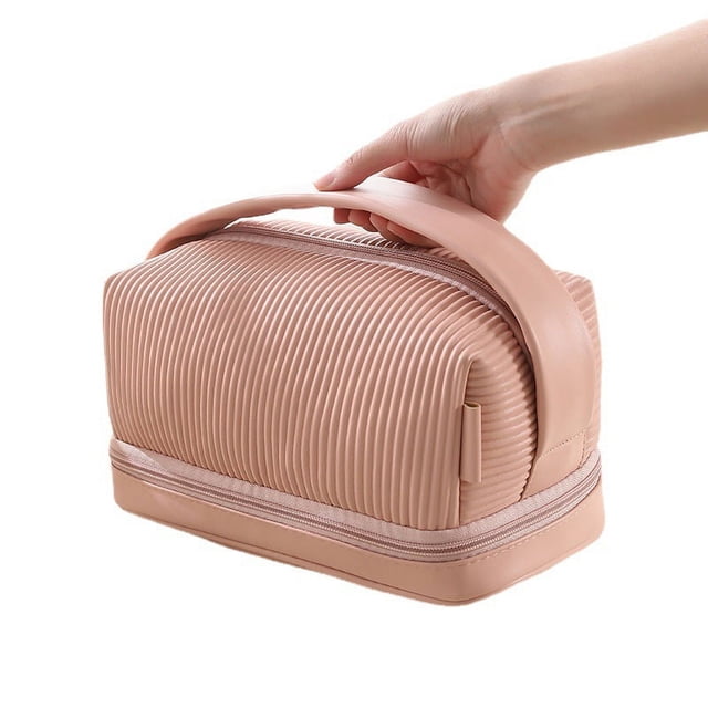 Neceser de viaje, neceser de viaje para maquillaje, organizador de neceser de gran capacidad para mujer, (rosa)