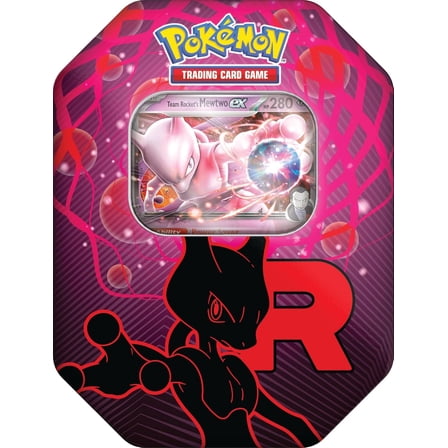 Pokemon TCG: Team Rocket Tin – Mewtwo ex (1 Foil Promo Card & 4 Booster Packs)