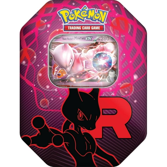 Pokemon TCG: Team Rocket Tin – Mewtwo ex (1 Foil Promo Card & 4 Booster Packs)