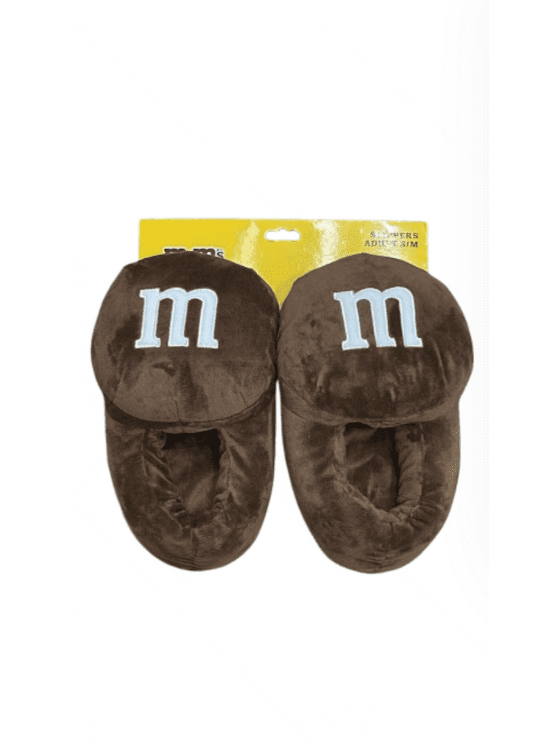 M&M's World Brown M Logo Plush Slippers for Adult Size S/M New