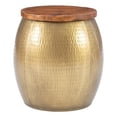 thumbnail image 2 of Home Square Metal and Wood Drum Side Table with Storage in Gold - Set of 2, 2 of 11