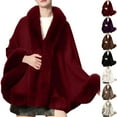 thumbnail image 2 of ShiShine Women's Cape Faux Fur Shawl Wrap with Fur Trim Sleeveless Cardigan Dressy Cloak Fashion Tops Solid Color Coat, 2 of 3
