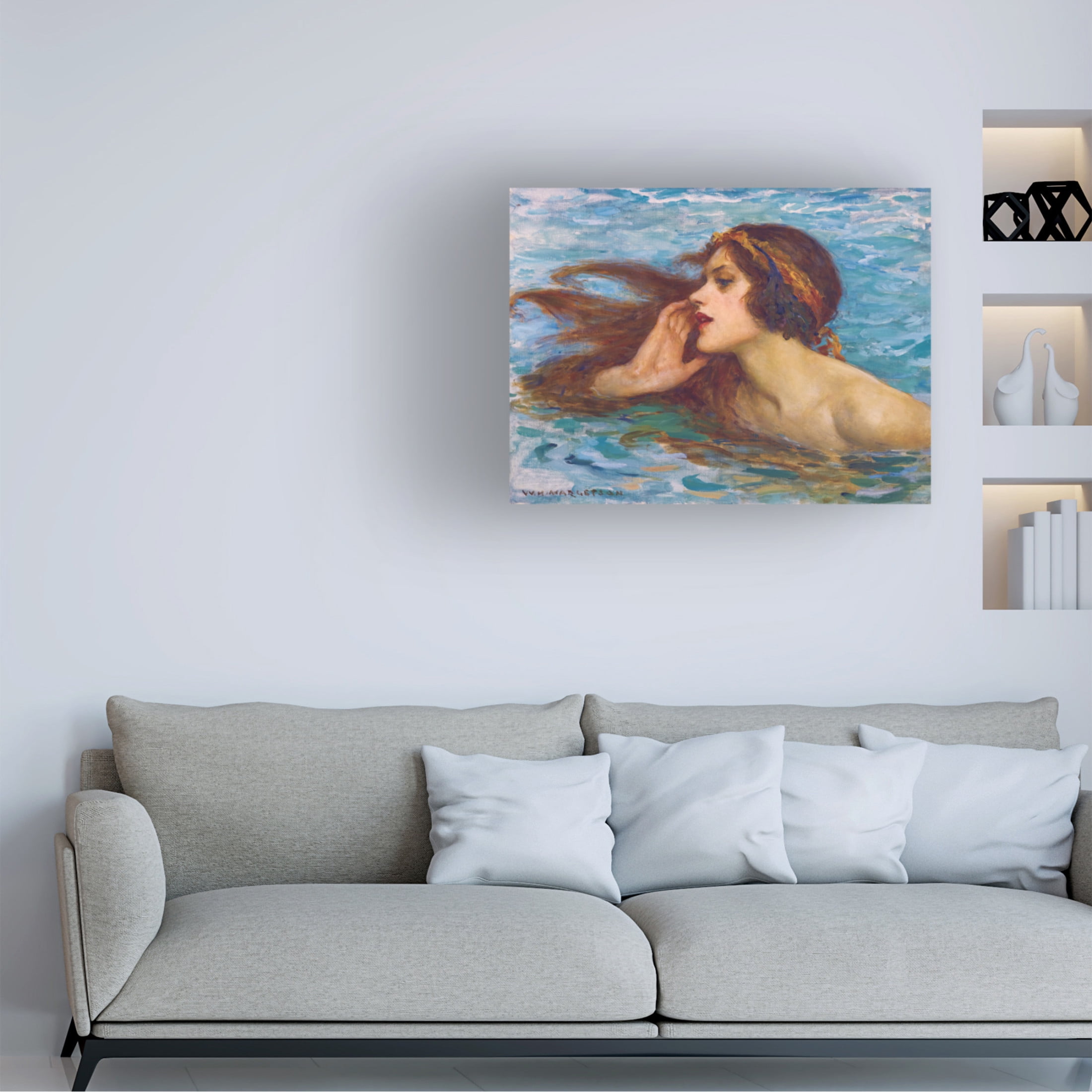 Canvas Wall Art - Vintage Lavoie 'A Little Sea Maiden William Henry Margetson' Wall Art for Living Room, Bedroom, or Office Décor by Trademark Fine Art - 19 x 14 Inches