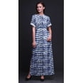 thumbnail image 3 of Bimba Rayon Wave Shibori Smocked Waist Printed Gown Maxi Side Slit LadiesÂ&nbsp;Dress-XSmall, 3 of 6