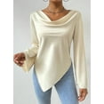 thumbnail image 4 of Women'S Draped Cowl Neck Bell Long Sleeve Asymmetrical Hem Blouse Top Color M, 4 of 9