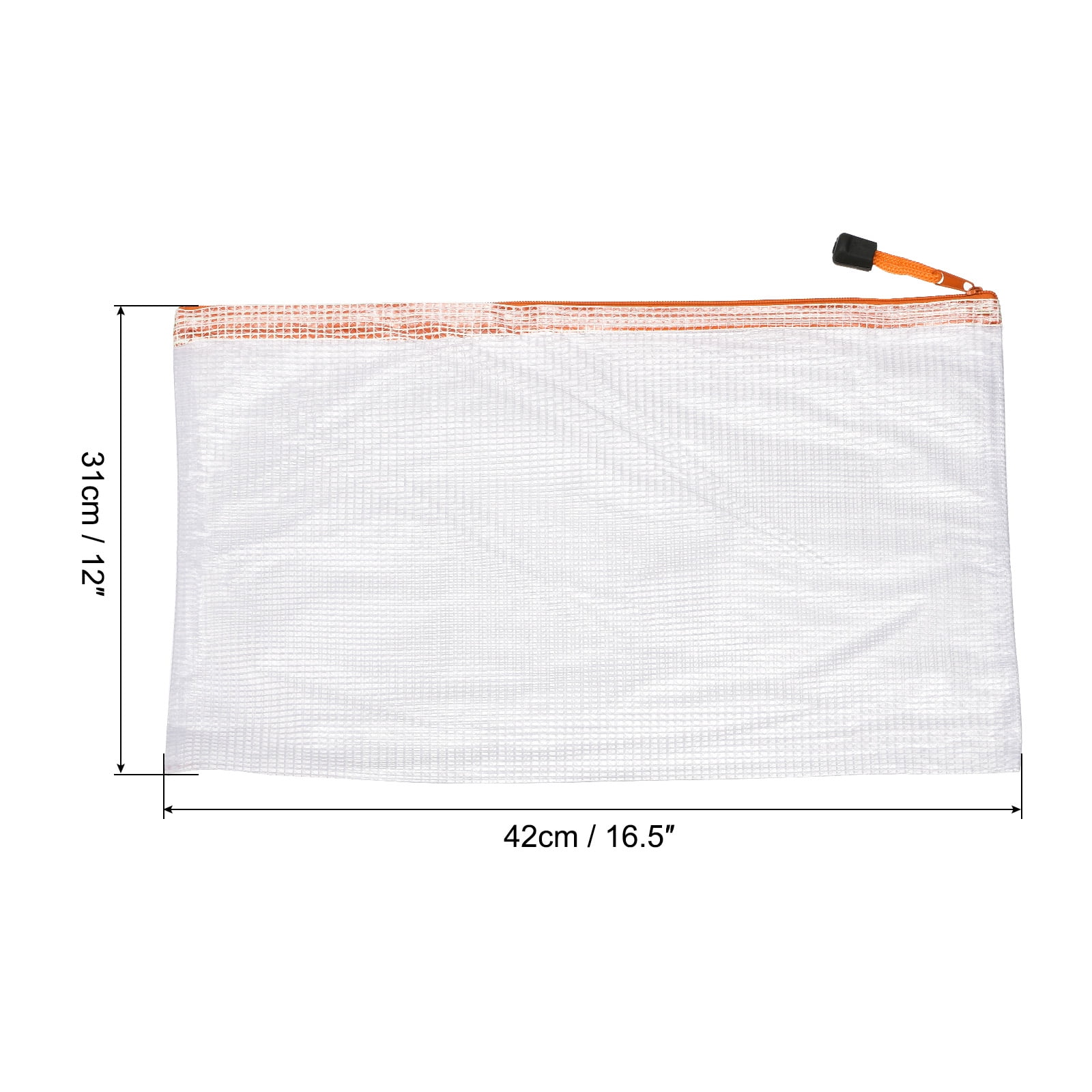 Unique Bargains Mesh Zipper Bag Plastic Zip File Pouch Document Folders Home Office Travel Orange