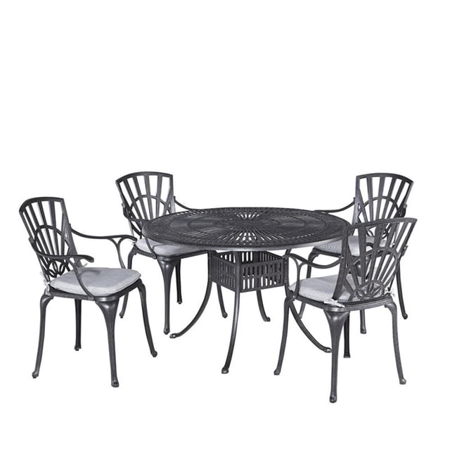 Homestyles Grenada Aluminum 5 Piece Outdoor Dining Set in Charcoal