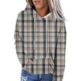thumbnail image 2 of Sweatshirts For Women Loose Fit Women's Fashion Casual Long Sleeve Plaid Printed Hooded Sweatshirt, 2 of 5