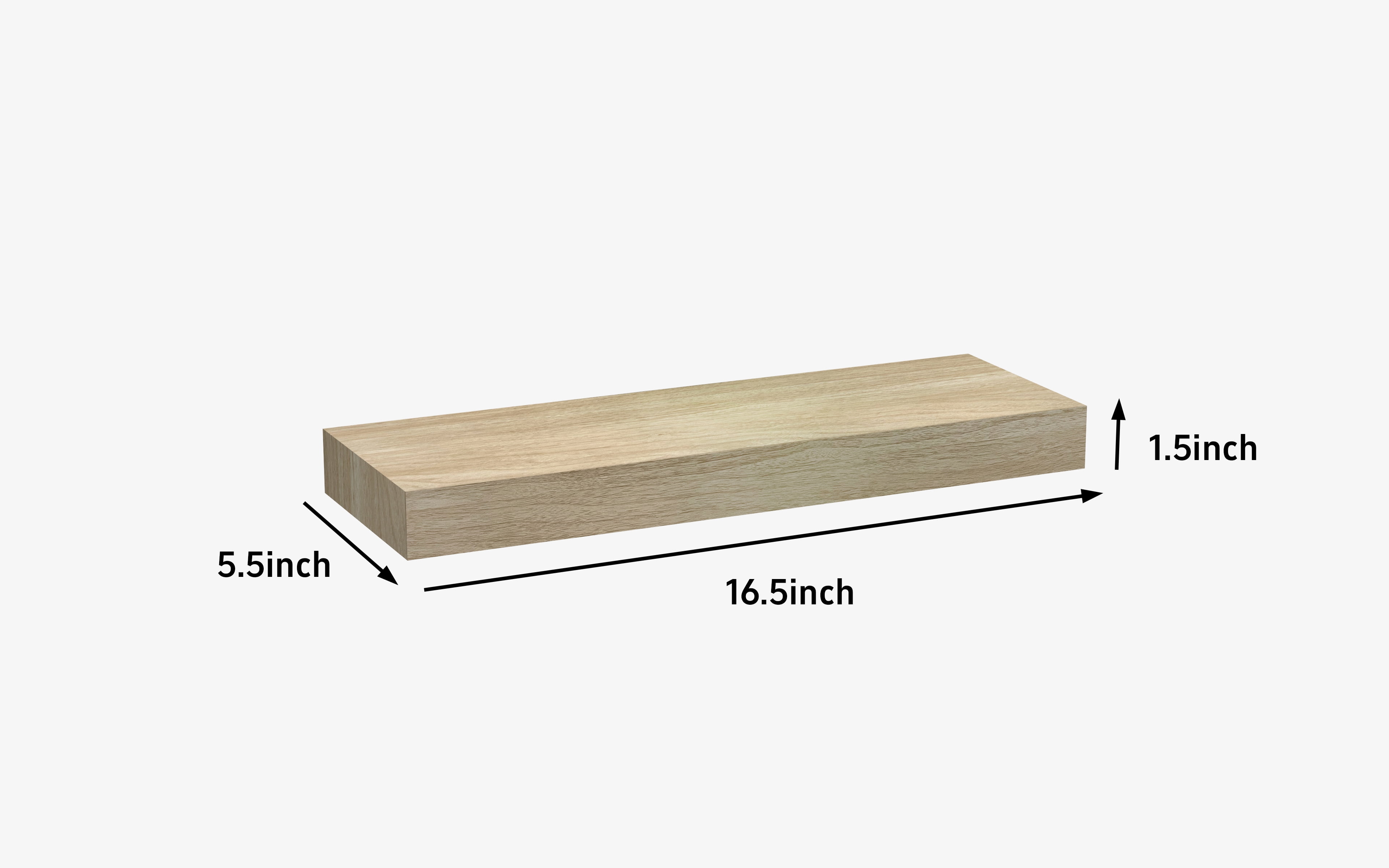 Mainstays Natural 16.5" Wood Floating Shelves, Set of 2