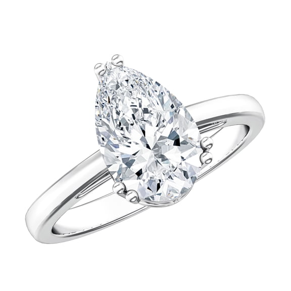 Rosec Jewels 2 Ct IGI Certified Lab Grown Diamond Pear Shaped Engagement Ring - E-VS1 Quality, 925 Sterling Silver, US 4.00