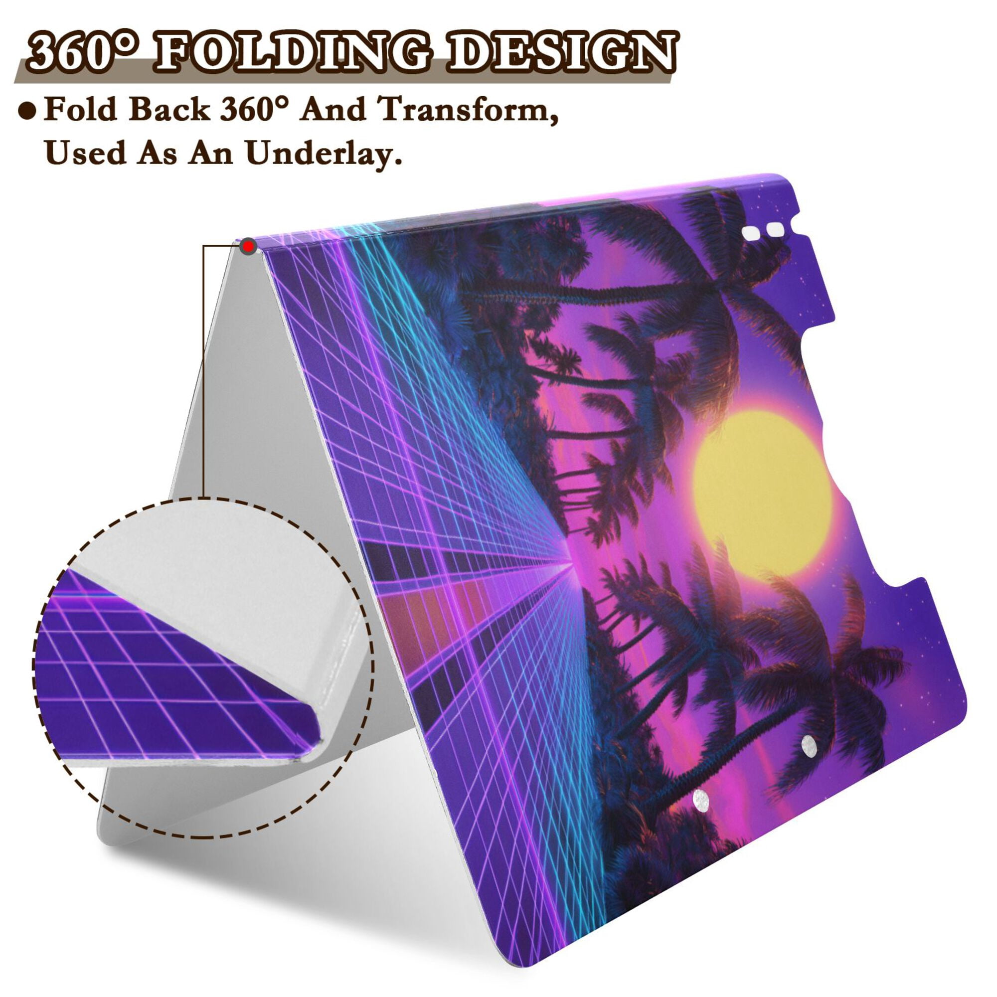 FORMRS A4 Clipboard Folder with Pen Holder Horizontal Foldable School Office Binder, Purple Neon Road