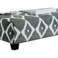 thumbnail image 3 of Benjara Rectangular Shape Burlap Upholstered Ottoman with Diamond Pattern, Gray, 3 of 3