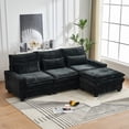 thumbnail image 2 of Newest 99'' Sectional Cloud Deep Seat Couch, Modern Comfy Chenille L Shaped Sectional Sofa for Living Room Set, Upholstered 4-Seats Sofa Couch with Movable Ottoman, Black, 2 of 9