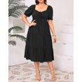 thumbnail image 4 of Vestido de verano Talisea, talla grande, línea A, escalonado, viscosa negra, 4 of 7