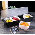 thumbnail image 4 of Ice Chilled Condiment Caddy Serving Container with Lid,Fruit Veggie Condiment Caddy Removable Compartment Garnish Station Server Organizer for Ice Cream Taco Salad Bar Home Restaurant(4 Compartment), 4 of 8