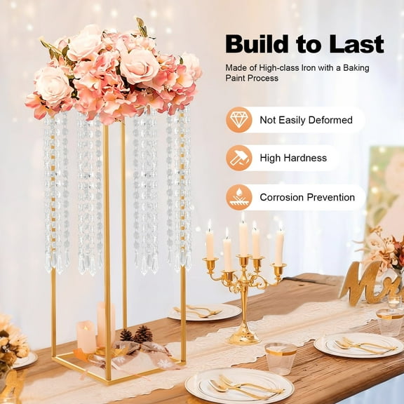 Gold Metal Floor Flower Rack Column Stand Wedding Flower Stand, Gold Rectangular Flower Stand, Wedding Centerpieces FlowerStand