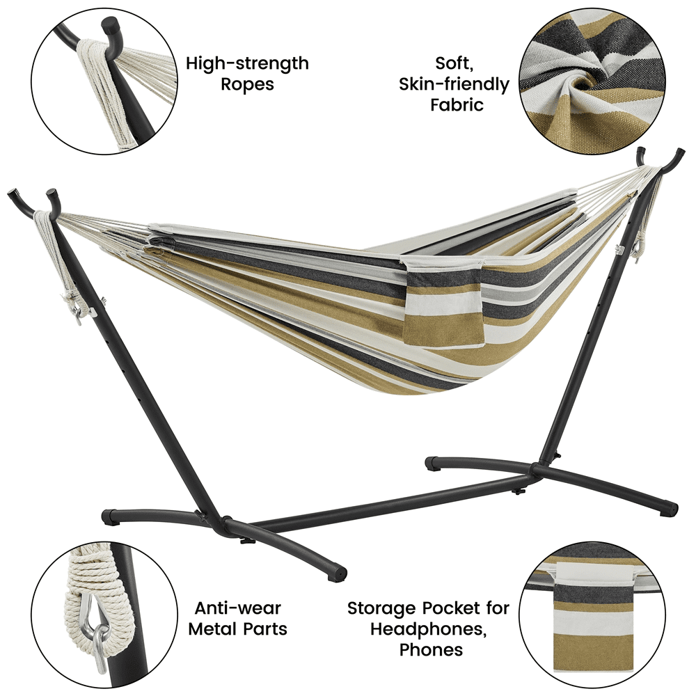 Yaheetech 2-people Hammock & Stand Set with Storage Bag, Desert Stripe