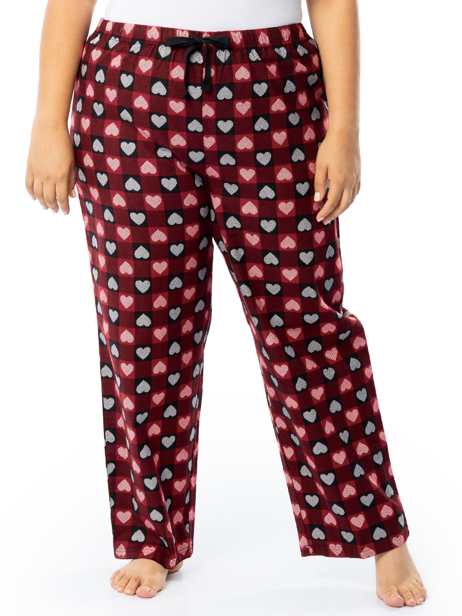 Fruit of the Loom Women's Beyond Soft Long Sleeve Waffle Top and Flannel Bottom Pajama Set, Sizes S-4X