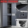 thumbnail image 2 of DNA Motoring 73" Gray/Black Lockable Metal Storage Cabinets w/ Adjustable Shelves&Wheels, 2 of 7