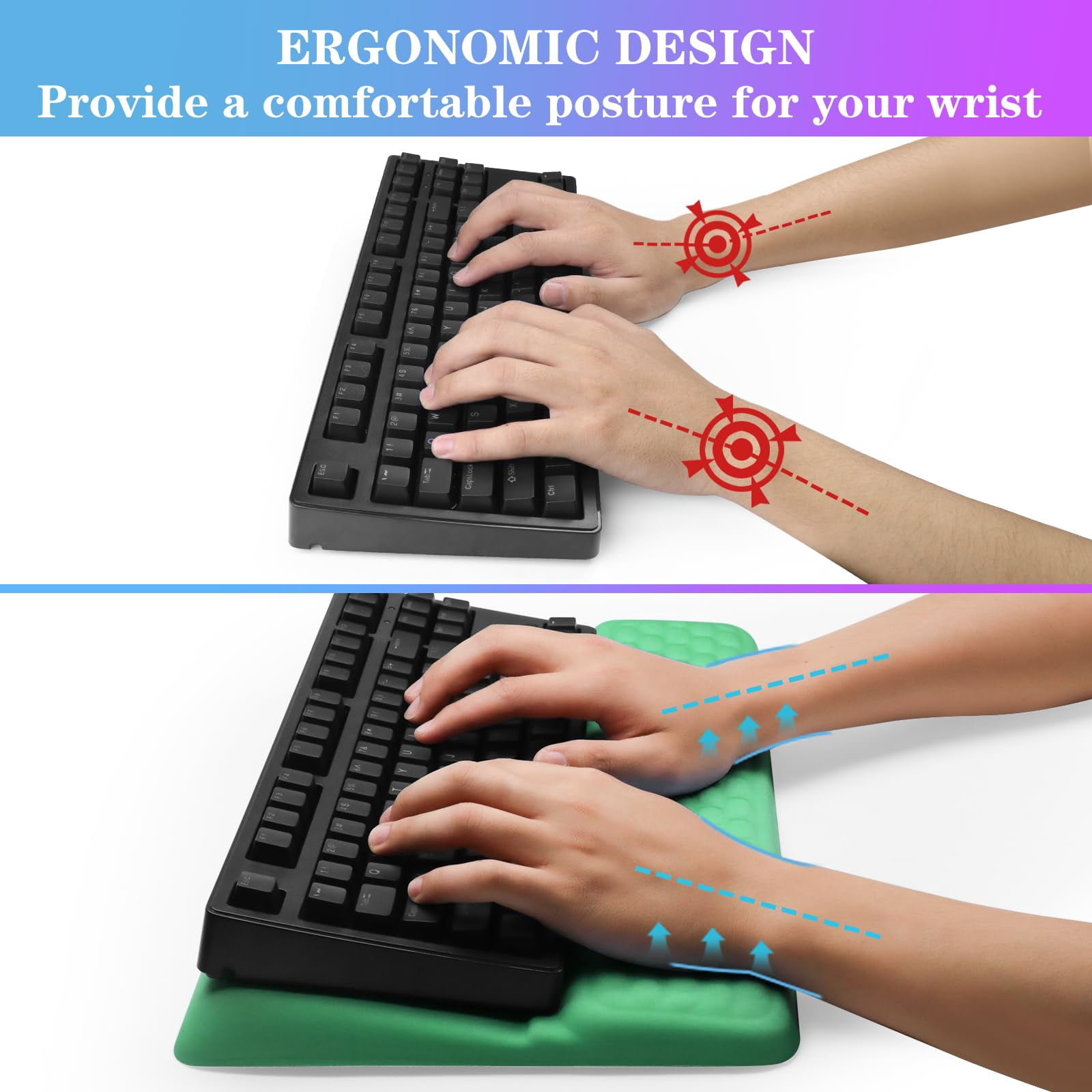 Computer Stand With Wrist Rest  Tilted Holder - Riser Pad Tray Support For Office Home Green