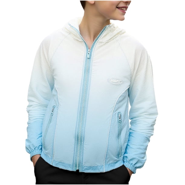 Mangas de Protección Solar Chaqueta de Protección Uv con Capucha para Niños, Verano Delgado Mediano a Tamaño Grande