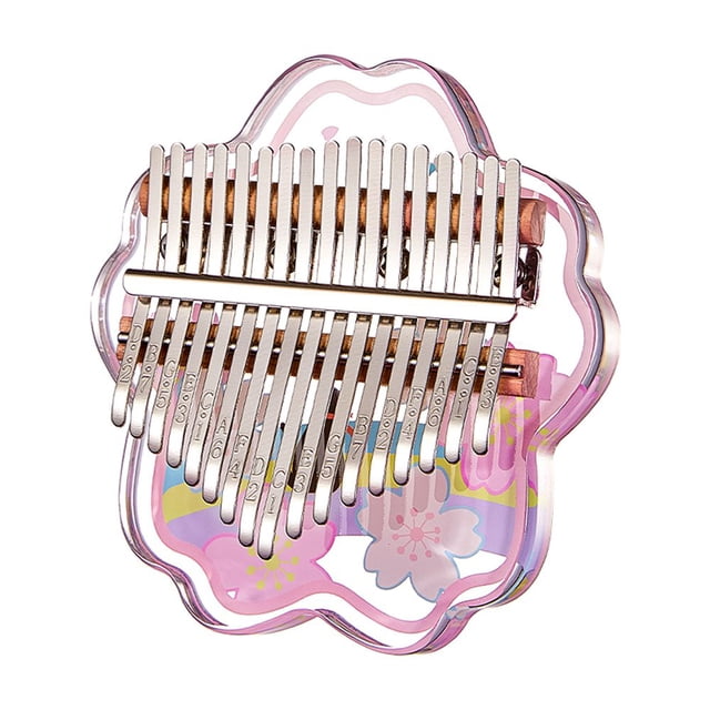yeacher Crystal Clear 17-Key Kalimba Thumb Piano, Hexagram or Rose Design, Acrylic Material, Portable Mini Instrument for Beginners, Includes Square Bag