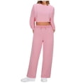 thumbnail image 1 of Ensemble de Mode Décontractée pour Femmes, Haut à Manches Longues et Col Rond, Pantalon, 2 Pcs, Costume de Course, S-138 Rose-A m, 1 of 5