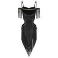thumbnail image 4 of Sholeno Women Fringe Latin Dance Dress Irregular Rumba Tango Salsa Ballroom Dancing Cocktail Party Dress Black XXL, 4 of 5