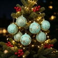 thumbnail image 2 of European Style Christmas Ball Ornaments, 8 cm Textured Baubles in Gift Box, Multicolor Xmas Hanging Decorations for Tree and Home - Mint Green, 2 of 6