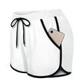thumbnail image 1 of Womens Double Layer Drawstring Elastic Waist Athletic Shorts with Pockets, White-M, 1 of 4
