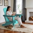 thumbnail image 3 of FUNDAZE Foldable Adirondack Chair, HDPE Wide Seat Outdoor Patio Chair for Garden & Poolside, Turquoise, 3 of 7