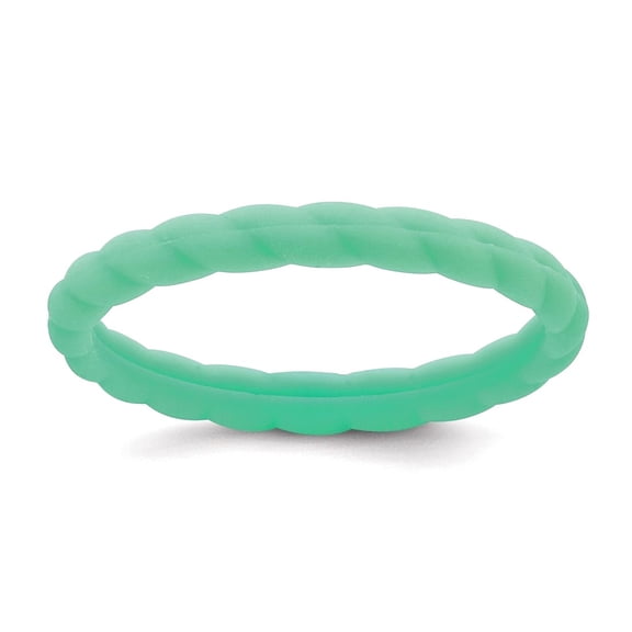 Silicone Mint Green 3mm Braided Band Size 8 Ring for Women and Men