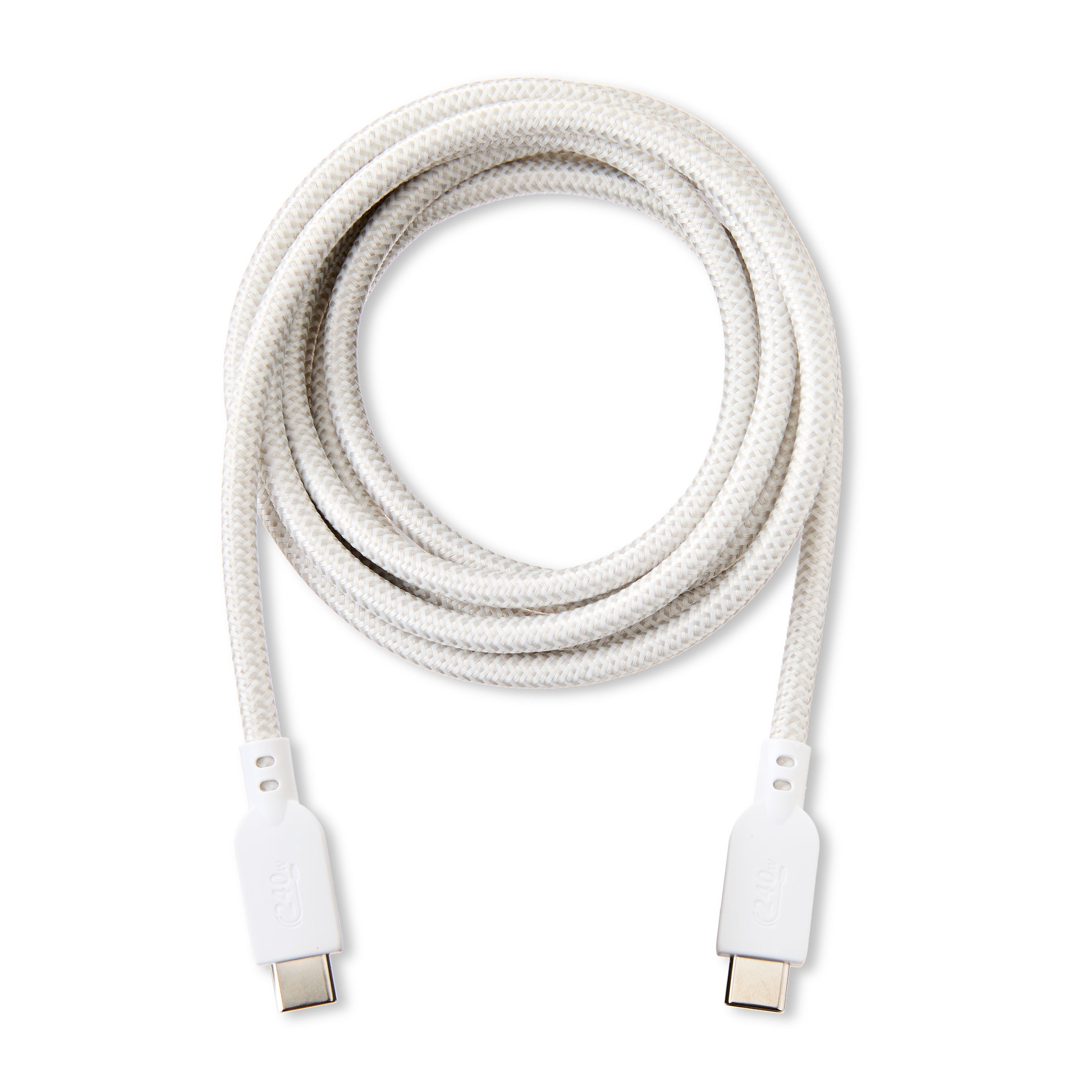 onn 6' USB-C to USB-C Cable White, Fast Charging and Data Transfer for Laptops