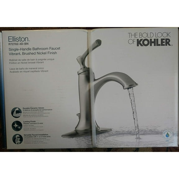 Kohler Elliston Bathroom Sink Faucet R72782-4D1-BN - 1 Handle, Polished Silver