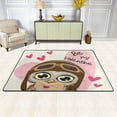 thumbnail image 2 of SKYSONIC Cute Cartoon Owl Non-Slip Area Rug, Be My Valentine Floor Carpet Comfort Floor Mats Decor for Indoor Front Porch,Living Room, Bedroom,Kitchen,72"x48", 2 of 5